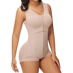 Women's Beige Steel Bones Stage Full Body Shaper Tummy Control Garment Shapewear